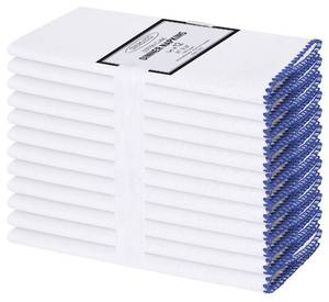 lot 6075 image: Cotton Clinic Cloth Napkins with Trim - Everyday Use Table Dinner Napkins - Soft Durable Washable - Ideal for Dinner Party Wedding Christmas Easter - Set of 12-20x20 inches Navy Blue White Napkins