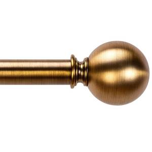 lot 6076 image: WORLD RODS Brass Curtain Rods for Windows 18 to 45 inches, 1 Inch Modern Metal Drapery Rods, Adjustable Heavy Duty Curtain Pole with Round Finials(18-45Antique Brass)