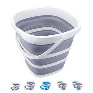 lot 6078 image: Craftend Collapsible Bucket 10L 2.6 Gallon Cleaning Bucket Mop Bucket Folding Foldable Portable Small Plastic Water Supplies for Outdoor Garden Camping Fishing Car Wash Space Saving Grey Square