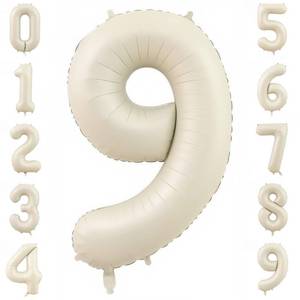lot 6094 image: Cream Number 9 Balloons,40 Inch 9 Balloons Giant Helium Foil Mylar Beige 9 Balloon Number for Birthday Party Anniversary Decorations