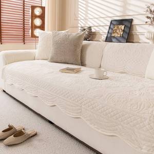 lot 6100 image: KaviKon Couch Arm Covers, Velvet Fleece Vintage Couch Covers for Sofa, Anti-Slip Armchair Sofa Slipcovers Furniture, Armrest Pads, Pet Friendly Couch Protector for Dogs Washable (1PC, White, 28X28)