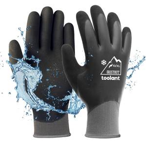 lot 6120 image: OriStout Winter Work Gloves for Men and Women, Touchscreen, Waterproof Gloves for Working in Freezer, Fishing and Gardening, Thermal Insulated, Super Grip, Grey, Large