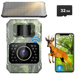lot 6138 image: Assark Solar Trail Camera 48MP 30FPS, WiFi Bluetooth Game Camera with Motion Activated 0.2s Trigger, Night Vision Motion Activated IP66 Waterproof for Wildlife Scouting with 32GB Micro SD Card