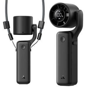 lot 6496 image: Aecooly Portable Handheld Fan, 3 IN 1 Steady Hands Free Powerful Fan, 15000 RPM Jet Force Turbo Airflow, 15H Max Cooling Time, 5 Speeds Air Gimbal, Mini Pocket Design, Gifts for Women, Travel -Black