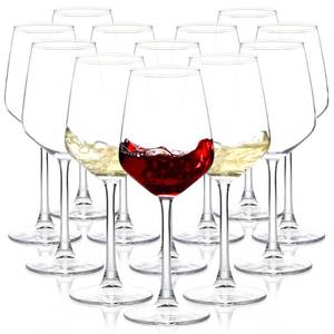 lot 9354 image: Wine Glasses Set of 12, 12oz Clear RedWhite Wine Cup, Long Stem Wine Glasses for Party, Wedding and Home
