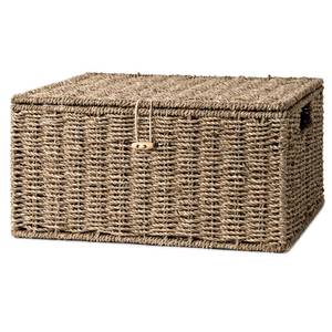 lot 9355 image: StorageWorks Seagrass Wicker Baskets for Organizing, Large Wicker Basket with Lid, Decorative Basket with Built-in Handles, Storage Baskets for Shelves, 1 Pack
