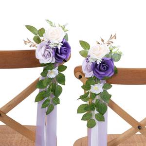lot 9363 image: DreamBuilt 10 Wedding Aisle Decorations for Ceremony - Purple Chair Flowers for Aisle Decor and Church Pew Decorations