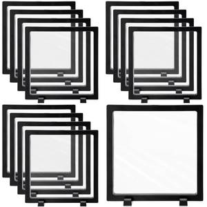 lot 9377 image: Harloon 12 Pcs 3D Floating Display Case Floating Frame Display Holder Stand Challenge Coin Jewelry Frame Box for AA Medallions Fossil Rock Gemstones Specimen(Black,7 x 7 x 0.8 Inch,Square Base)