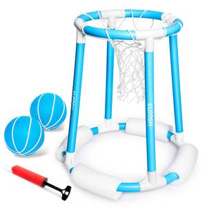 lot 9378 image: Sloosh Pool Basketball Hoop Set, Floating Basketball Pool Game, Swimming Floats Toys with Balls Pump, Summer Outdoor Water Play Toy for Kids and Adults (Blue)
