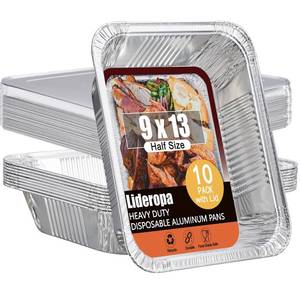 lot 9382 image: Lideropa Disposable Aluminum Foil Pans with Lids 9x13-10 Pack Aluminum Foil Pans, Heavy Duty Aluminum Baking Pans for Cooking, Baking, Meal Prep, Parties & Food Storage