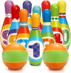 lot 9384 image: Coloch Kids Bowling Set, Indoor Bowling Game for Kids Educational Toy Game Soft Colorful 10 Foam Pin and 2 Balls Play Game Printed with Numbers for Baby Age 3, Boys and Girls, Birthday Gift
