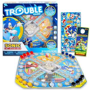 lot 10429 image: Sonic the Hedgehog Pop Up Board Game - Bundle with Sonic Board Game for Kids with Pop Up Dice Plus Stickers, More  Sonic the Hedgehog Games for Birthday Party