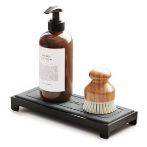 lot 10437 image: SpaceAid DryingNeat Sink Organizer, Instant Dry Sink Caddy Organizers, Kitchen Sponge Soap Holder Dispenser, Countertop Fast Drying Counter Tray Rack (Bamboo Rack, Black)