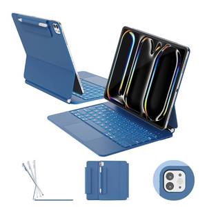 lot 10445 image: RAYMCRAFT for iPad Pro 13-inch Case with Keyboard (M5M4, 20252024), 11-Colors Backlight with Pencil Buckle, Stain-Resistant Surface, Magic Keyboard for iPad Pro 13, Multi-Touch Trackpad, Steel Blue