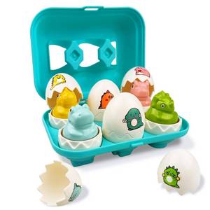 lot 10457 image: Pinkiwine Easter Hide & Squeak Dinosaur Eggs Montessori Sorting & Matching Learning Toys for Toddlers Kids Boys Girls Easter Basket Stuffers Gifts Party Favors