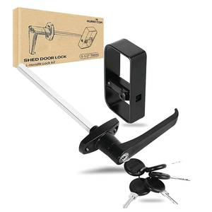 lot 10459 image: Hurrikom shed Door Latch shed Door Handle with 5-12 Stem,shed Door Lock Matching Set Includes 5 Keys forPlayhouses, shed Latch Chicken Coops,Camper, RV, Garage Door(Black)