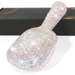 lot 10462 image: MInovel Luxury Rhinestone Hair Brush for Women - Bling Detangling Comb with Anti-Static, Perfect for Wet or Dry, Straight & Wavy, Curly Hair, Great Gift for Holidays and Special Events Multicolor