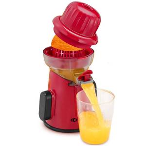 lot 11462 image: KEOUKE Manual Citrus Juicer Tower Red - Detachable with Juice Storage, Non-Slip Suction Base, Easy to Clean, Includes Cleaning Brush - for Oranges, Lemons, Limes, Grapefruits