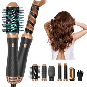 lot 11465 image: 6 in 1 Hair Dryer Brush, Upgrade Detachable Blow Dryer Brush Air Styler Wrap Air Curler, Curly Twist Hot Curling Iron, Negative Ion Blow Dryer Hot Styler, Travel Hair Styling Tool