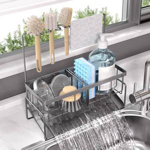 lot 11482 image: NAT MEYA Sponge Holder for Kitchen Sink,Stainless Steel Sink Caddy with Dish Brush Holder,Kitchen Sink Organizer Countertop Sink Holder for Kitchen Sink Organizer