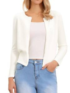 lot 12249 image: Allegra K Elegant Sweater Cardigan for Womens Pearls Trim Long Sleeve Open Front Bolero Shrug Small White