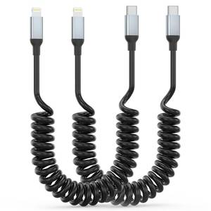 lot 12265 image: Coiled USB C to Lightning Cable, 2Pack USB Type C to Lightning Cable Retractable iPhone Charger Cord for Car Short USBC iPhone Charger for iPhone14131211 Pro MaxXS MAXXRXSX87Plus6S iPad
