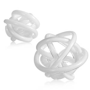 lot 12267 image: Tioncy 2 Pcs Decorative Ball Glass Knot Decor 3.95.9 Large Orbit Glass Ball for Shelf Accents Tabletop Centerpiece Abstract Decoration for Room Living Room Modern Art Sculpture(White) (Missing One)