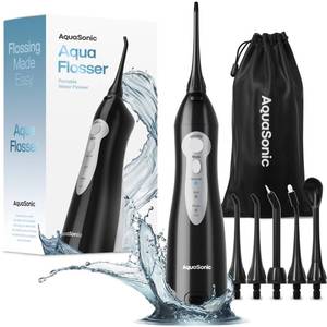lot 12288 image: AquaSonic Aqua Flosser - Cordless Rechargeable Water Flosser for Teeth - Waterproof, Portable Oral Irrigator for Dental Cleaning with 5 Jet Tips �� Braces Home Travel (Some amount Of Water Left)