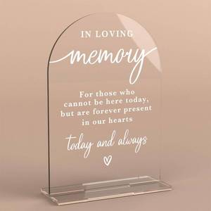 lot 12300 image: In Loving Memory Acrylic Wedding Sign Memory Table Sign for Wedding Wedding Signs for Ceremony Modern Calligraphy Arch Acrylic Table Top Sign for Wedding Reception and Event Party Table