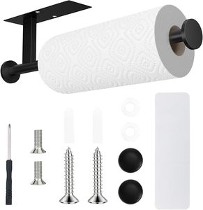 lot 12335 image: FISHCLOUD Paper Towel Holder Wall Mount - Self Adhesive No Drill or Drilling, SUS304 Stainless Steel - Kitchen, Bathroom, Sink, Pantry, Fridge(Black)
