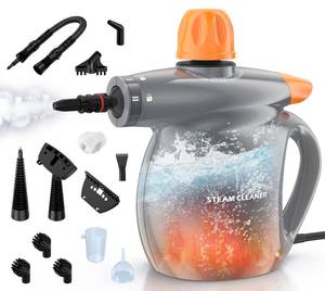 lot 13564 image: Steam Cleaner, Pressurized Handheld 13pcs Multi-Purpose Natural Deep Cleaning Steamer, Portable Steamer for Cleaning Home, Grout, Kitchen, Car, Window, Upholstery, Bathroom and Clothes, Gray