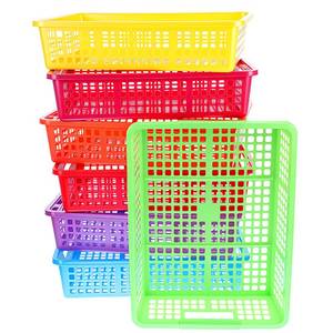 lot 13572 image: 7 Pack Multicolor Plastic Turn in Paper Trays �� A4 Paper Storage Bins with Handles, Durable PP Organizer Trays for Office & Home (13.58 x 10 x 3.14 Inches)