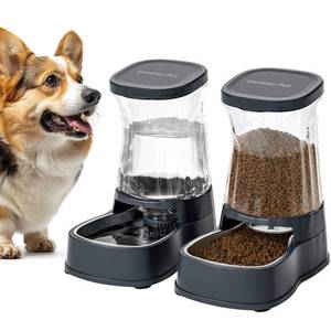 lot 13573 image: Gardner Pet Automatic Dog Water Dispenser Gravity Stainless Steel Waterer & Food Feeder Set, 100% BPA Free Large Capacity Feeding Bowls for Medium & Large-Sized Dogs Cats Other Pets -(1 Gallon x2)