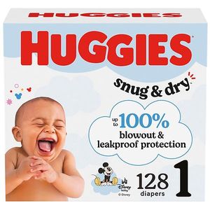 lot 13581 image: Huggies Snug & Dry Diapers -Size 1 - 128ct