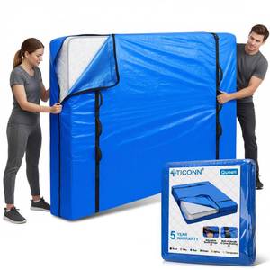 lot 13584 image: TICONN Mattress Bags for Moving, Heavy Duty Queen Mattress Cover Storage Bag with Full-Around Handle and Adjustable Buckles (Blue, Queen)
