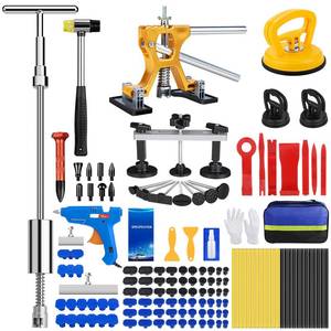lot 13586 image: Sigoobal Car Dent Puller Kit, 135pcs Paintless Dent Removal Kit, Car Dent Repair Kit with Golden Lifter, Bridge Puller, Slide Hammer 2 in 1 T-Bar, Dent Puller for Car Refrigerator Door Ding Repair