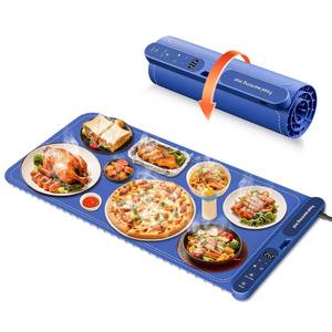 lot 13592 image: Warming Mat for Food Extra Large 32x15, Electric Silicone Food Warmer Trays for Chafing Dishes & Buffet,Portable Countertop Food Warmers for Parties, 7-Level Temp 8-Hour Timer�� Blue