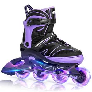 lot 13605 image: 2PM SPORTS Kids Adjustable Inline Skates Ages 4-12, Youth Inlie Skates for Girls Boys 5-8 8-12 with Full Light Up Wheels, Beginner Women Men Adult Skates - Purple Medium