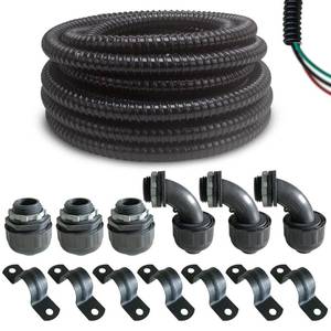 lot 13615 image: (12 Dia  25 Feet) Yariwiz Black Special Extra Flexible Electrical Conduit Liquid Tight PVC Conduit Kit with 3 PCS Coupling, 3 PCS Elbow and 7 PCS Strap, Sealtight Seal Flex Liquidtight Wire