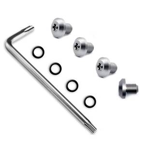 lot 14235 image: 1911 Slim Grip Screws, 4 O Rings, T10 Torx Key, Silver 1911 Short Screws