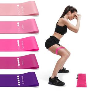lot 14244 image: Resistance Bands for Working Out, Exercise Bands Resistance Bands Set with 5 Resistance Levels, Multi-Colored Workout Bands for Indoor & Outdoor Fitness, Leg Strength Training, Yoga (Pink)