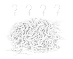 lot 14250 image: RELBRO 12 Inch Small Screw Hooks, Mini Metal Twist in Hooks, White, 100 Pcs