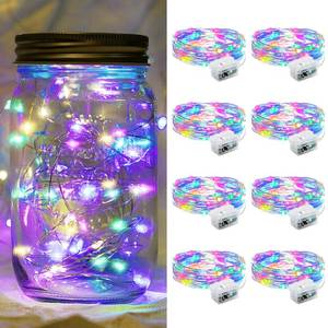 lot 14255 image: chzk 8 Pack Fairy Lights 7Ft 20 LED Twinkle String Lights 3 Modes Battery Operated Waterproof Firefly Starry for Mason Jar Party Wedding Easter Valentines Day Table Centerpieces,Rainbow-Pastel