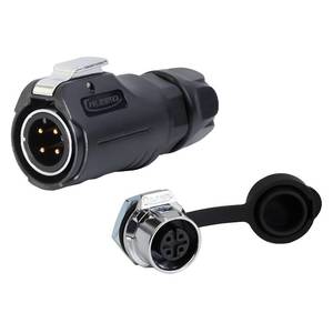 lot 14263 image: CNLINKO LP-12 4 Pin Connector IP68 Waterproof Circular Electrical Plug for Outdoor Equipment Solar Industrial Machinery DC 12V Threaded Single Port Metal-Reinforced Kit (4-Pin)