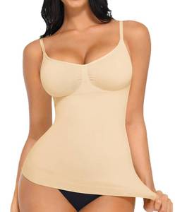 lot 14272 image: FeelinGirl Tank Tops for Women Plus Size Shapewear Tummy Control Compression Shirts Slimming Camisole Casual Beige 3XL