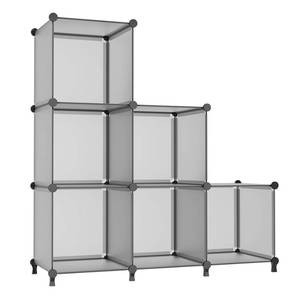 lot 15666 image: AWTATOS Cube Storage Organizer, Storage Cubes Shelves Bookshelf, 6 Cube Closet Organizers and Storage, DIY Stackable Plastic Clothes Organizer Shelving for Bedroom, Home, Grey