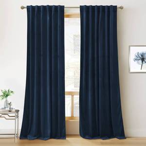 lot 15669 image: RYB Home Navy Blue Velvet Door Curtains - Room Darkening Curtains for Bedroom, Thermal Insulated Noble Elegant Decorative Window Drapes, Width 42 x Length 84 inch, 2 Panels
