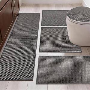 lot 15670 image: YIHOUSE Thin Bath Mat Dark Grey Bathroom Rugs Sets 5 Pieces, Non Slip Absorbent Bath Mats Quick Dry, Woven Braided Rugs Washable, Rubber Tapetes para Ba�o for Bathroom Toliet,Bathtub