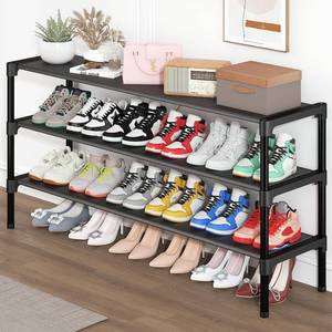 lot 15671 image: SAN HE Long Shoe Rack-Shoe Organizer 3 Tier Shoe Rack for Closet Front Door Entryway Garage, Stackable Free Standing and Freely Combinable Shoe Storage, Space Saving Small Shoe Shelves.