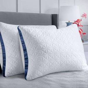 lot 15673 image: Slybear Pillows Standard Size Set of 2 Cooling Hotel Luxury Bed Pillows for Sleeping 2 Pack, Supportive Breathable Down Alternative Gusset Standard Pillow for Back Stomach or Side Sleepers
